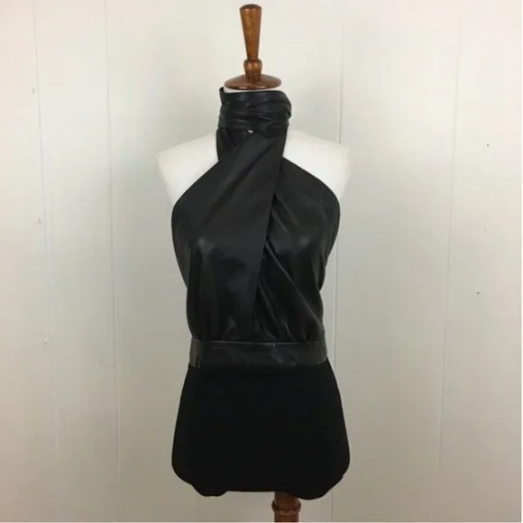 Magda Butrym Black Leather Wrap Halter Bodysuit 8 - Picture 6 of 13